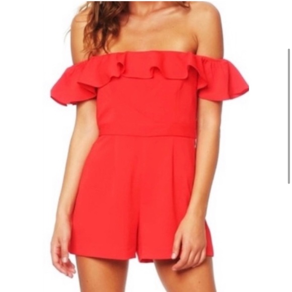 Jay Godfrey Bianca Romper In Red 💋 - Picture 1 of 9